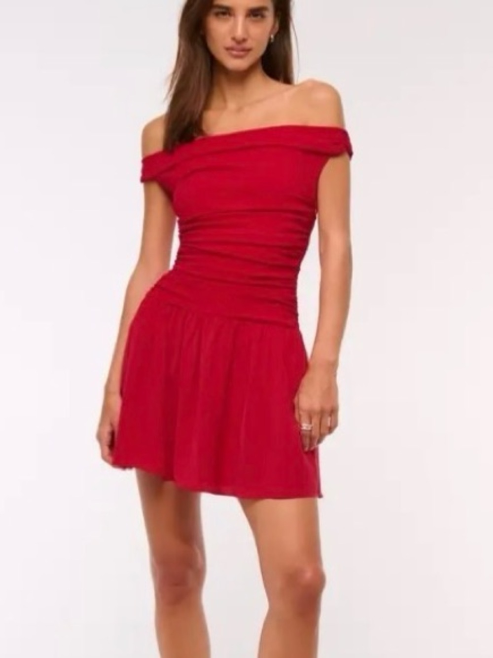 New abercrombie Off-Shoulder Red Mini Dress